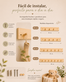 Cabideiro Infantil de Parede em Madeira Pinus | Estilo Montessori