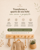 Cabideiro Infantil de Parede em Madeira Pinus | Estilo Montessori
