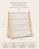 Estante Porta Livros Infantil Montessoriana | Rack em Madeira e Tecido + 8 Livros de Brinde