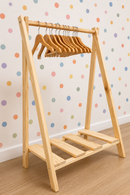 Arara Infantil Montessori em Madeira Pinus | Cabideiro Organizador com Prateleira