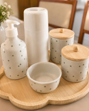 Kit Higiene Bebê em Porcelana Nuvem com Bandeja e Garrafa Térmica | 6 Peças