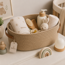 Cesto Organizador Premium em Corda de Algodão | Elegância e Organização para o Quarto do Bebê