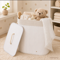Cesto Organizador de Bambu com Tampa 50L | Dobrável para Roupas e Brinquedos