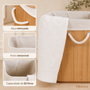 Cesto Organizador de Bambu com Tampa 50L | Dobrável para Roupas e Brinquedos