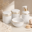 Kit Higiene Bebê em Porcelana com Filete Dourado | 4 ou 5 Peças Premium