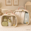 Kit 2 Necessaires Maternidade Transparente | Organizador para Fraldas, Higiene e Passeios