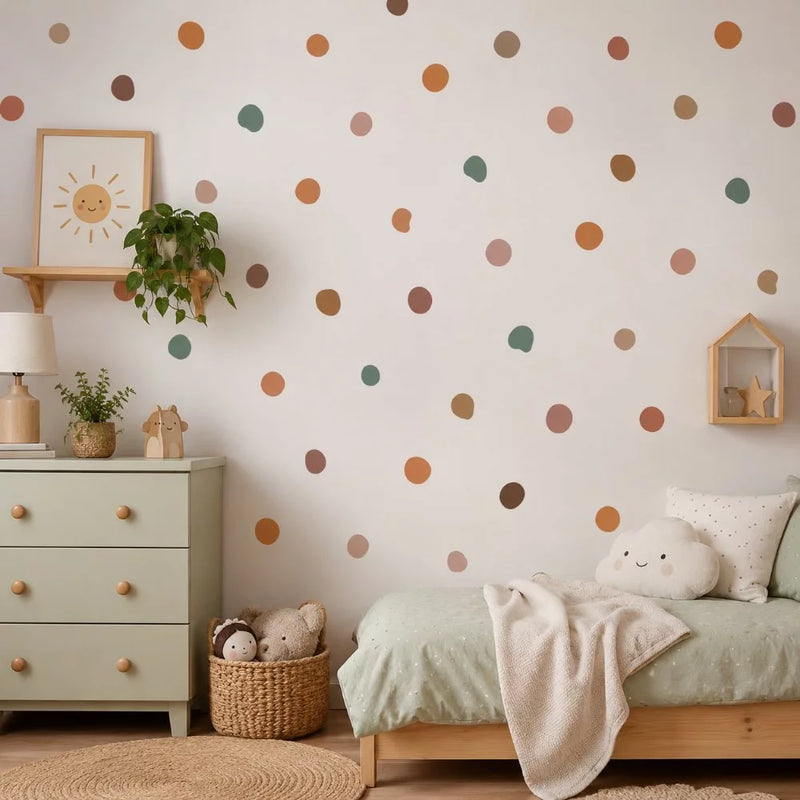 Kit Adesivos de Parede Boho | Formas Orgânicas em Tons Terrosos para Quartos Infantil