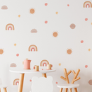 Adesivos de Parede Infantil Boho: Sol, Arco-Íris, Nuvens, Bolinhas e Estrelas CT-KA-03