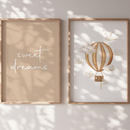 Kit 2 Quadros Decorativos Infantil Balão Boho | Quarto de Bebê Menino e Menina – Amor Em Tons Terrosos No1
