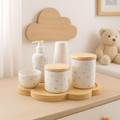 Kit Higiene Bebê em Porcelana Nuvem com Bandeja e Garrafa Térmica | 6 Peças