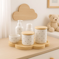 Kit Higiene Bebê em Porcelana Nuvem com Bandeja e Garrafa Térmica | 6 Peças