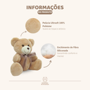 Urso de Pelúcia Articulado com Laço 15cm Sentado Decoração Quarto Infantil
