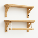 Kit 2 Prateleiras Infantil de Parede 60cm de Madeira 1 com Cabide Estilo Montessori
