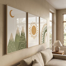Quadro Parede Decorativo Infantil Kit 3 Peças Boho Arte Sol Montanha Bebe Quarto Vários Modelos
