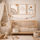 Trio Quadros Decorativos Infantil Boho Sol Arco-íris You Are My Sunshine Quarto Bebê Menina Menino