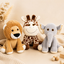 Trio de Urso de Pelúcia Safari Bicho de Pelúcia Safari Leão Elefante Girafa