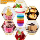 Conjunto 12/24/36 Peças Forma de Silicone Redonda para Cupcake de 7 cm para Assar Bolos